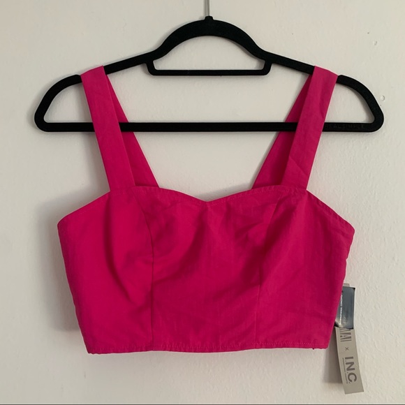 INC Crop Top Bralet in Hot Pink Strappy Fitted Size XS - Picture 3 of 9